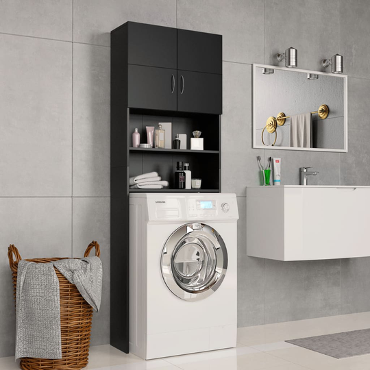 vidaXL vaskemaskineskab 64x25,5x190 cm konstrueret træ sort