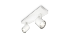 Runner spot 2x50W Hvid aluminium, integreret LED, firkantet, 2 spot, justerbar. Bulb not included