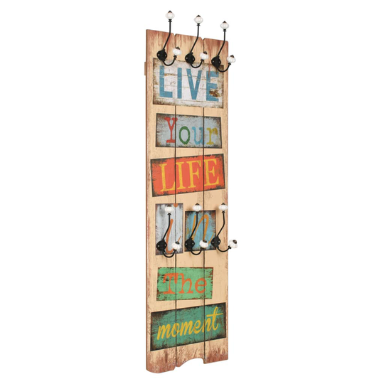 vidaXL vægmonteret knagerække med 6 knager LIVE LIFE 120 x 40 cm