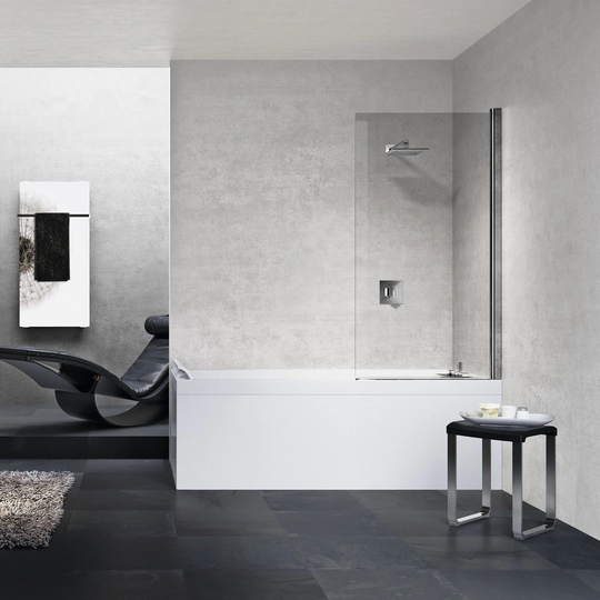 Novellini Young 2.0 Badekarvegg Krom / 80cm Klart Glass