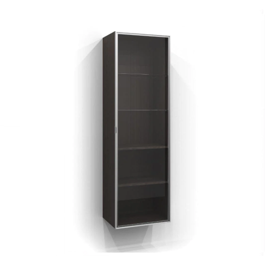 Svedbergs Høyskap Vitrine Dør med Glass 160cm / 50cm Svart + Røkfarget