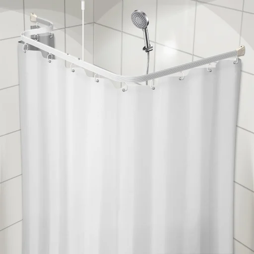 Unicolor Hvitt Dusjforheng 180 x 220 cm