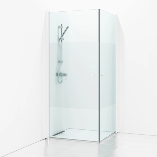 Svedbergs Skoga Dusjhjørne Rett - Frostet Glass Hvit Matt / 90x90cm Halvfrostet