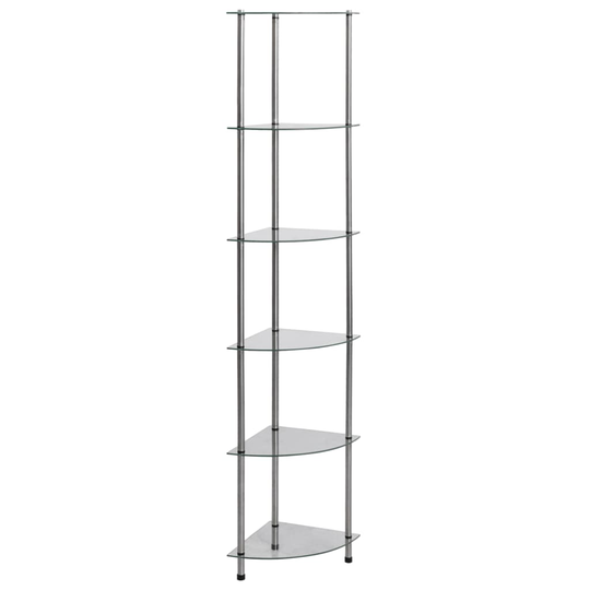 vidaXL reol med 6 hylder 30x30x160 cm hærdet glas transparent