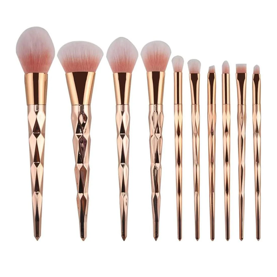 Makeup børstesæt, 10 børster - Rosaguld
