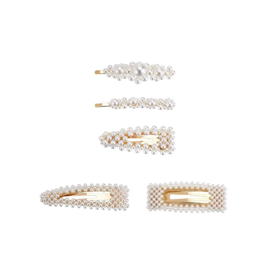 5x Hårspænder med Perler