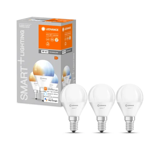 Ledvance Smart+ Tunable White lyskilde, krone, 5W, E14, WiFi, matt, 3 stk.