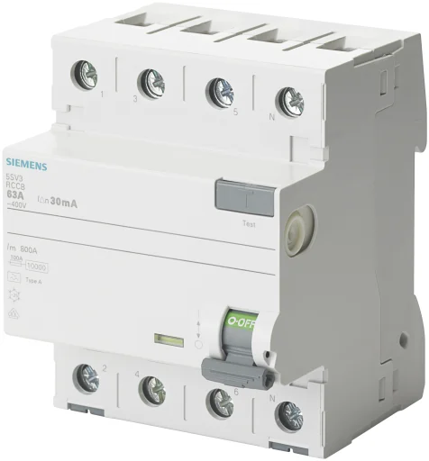 RCD HPFI 63A, 4P, 30mA, Type A, 5SV3346-6