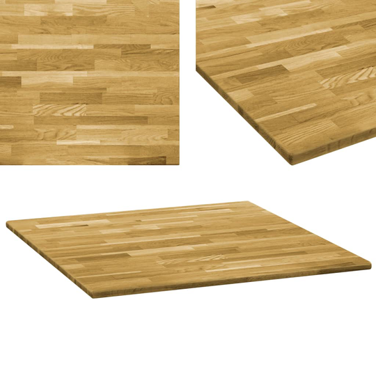 vidaXL bordplade massivt egetræ firkantet 23 mm 80 x 80 cm
