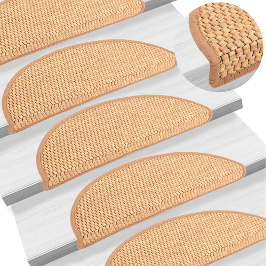 vidaXL selvklæbende trappemåtter 15 stk. 56x20 cm sisal-look orange