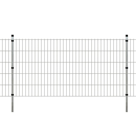 vidaXL 2D paneler og pæle til havehegn, 2.008x1.030 mm, 28 m, sølvgrå