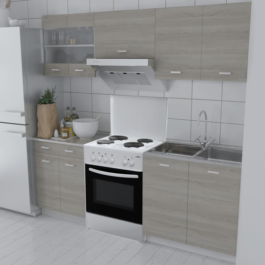 vidaXL køkkenskabsenhed 5 dele med fritstående ovn egetræslook