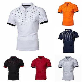 Herre POLO T-skjorte Golf skjorte Polkadotter Aftæpning Svart / Rød Blå Oransje Mørkegrå Rød utendørs Daglig Kortermet Knapp ned Klær Klassisk