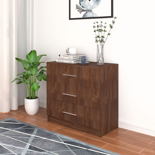 vidaXL kommode 71x35x68 cm spånplader brun eg