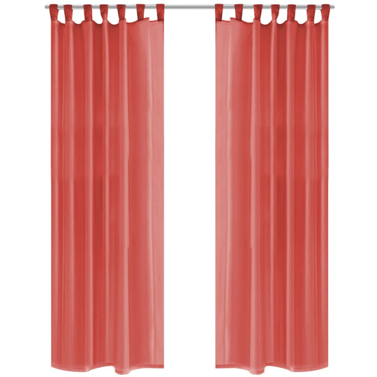vidaXL voile-gardiner 2 stk. 140x225 cm rød