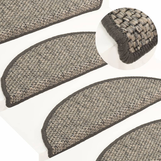 vidaXL selvklæbende trappemåtter 15 stk. 56x20 cm sisal-look sølv