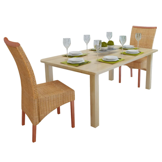 vidaXL spisebordsstole 2 stk. naturligt rattan brun