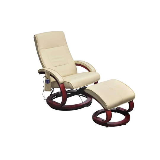 vidaXL massagestol med fodskammel kunstlæder cremefarvet