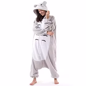 Voksne Kigurumi-pysjamas Nattøj Kamuflasje Kat Totoro Dyremønster Lapper Onesie-pysjamas Korallfleece Cosplay Til Herre Dame Familiestil Jul Pysjamas med dyrem