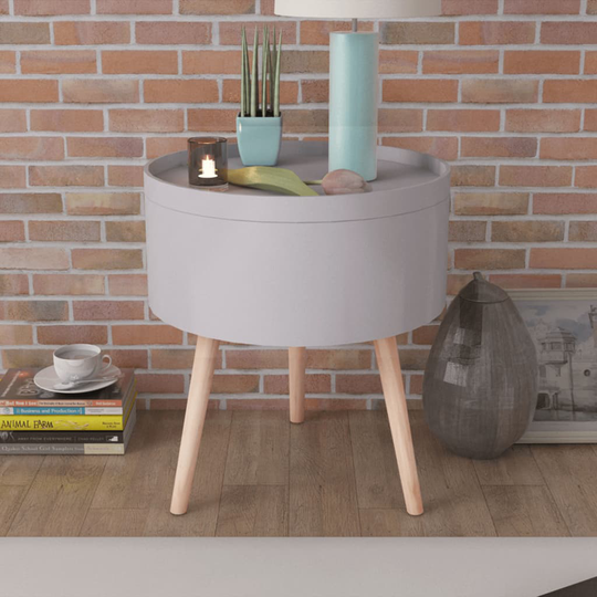 vidaXL sidebord med serveringsfad rund 39,5x44,5 cm grå