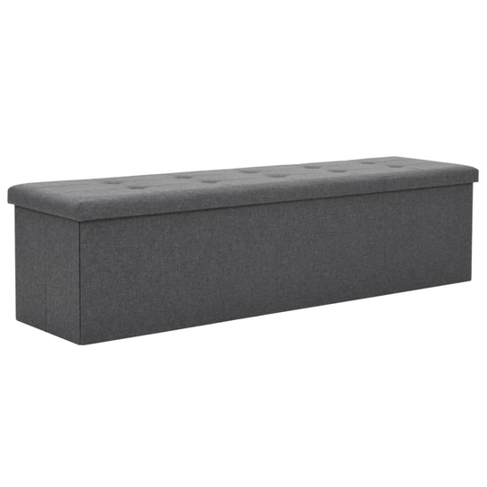 vidaXL foldbar opbevaringsbænk imiteret linned 150 x 38 x 38 cm mørkegrå