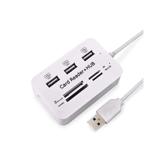 USB 2.0 Hukommelseskort læser + USB Hub (High Speed)