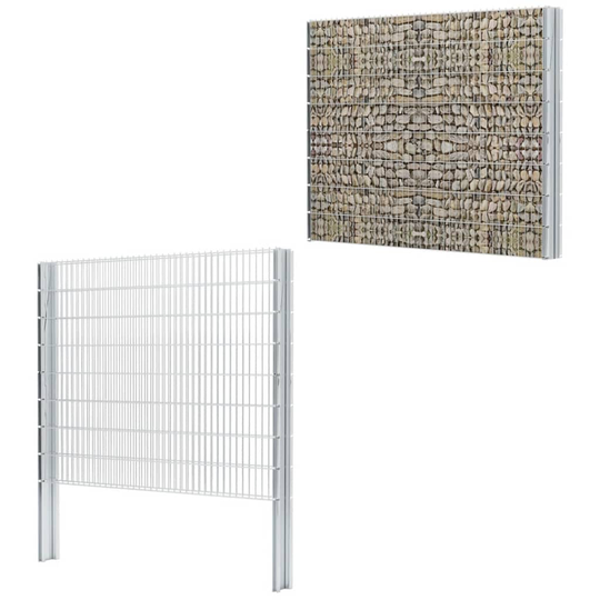 vidaXL 2D gabionhegn galvaniseret stål 2,008x1,63 m 16 m sølvfarvet