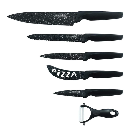 Knivsæt, 6 dele - sort marmor