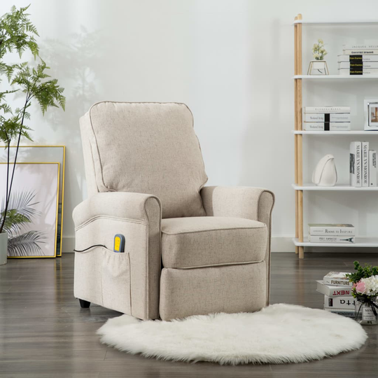 vidaXL massagestol stof cremefarvet