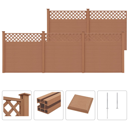 vidaXL havehegn med espalier WPC 879 x 185 cm brun