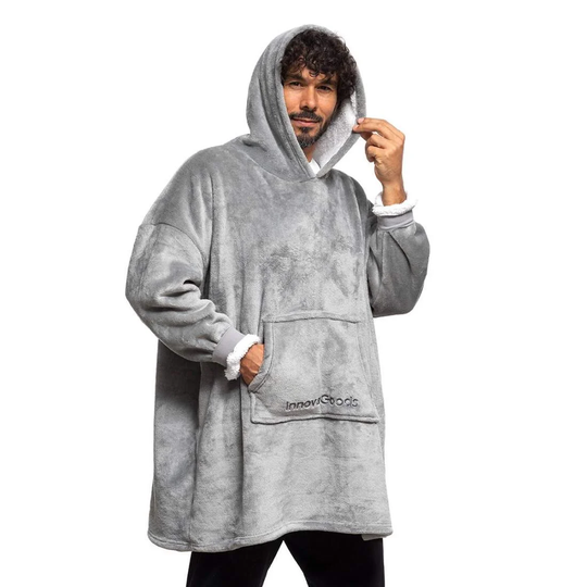 Hyggelig hættetrøje, oversize - Unisex - Grå