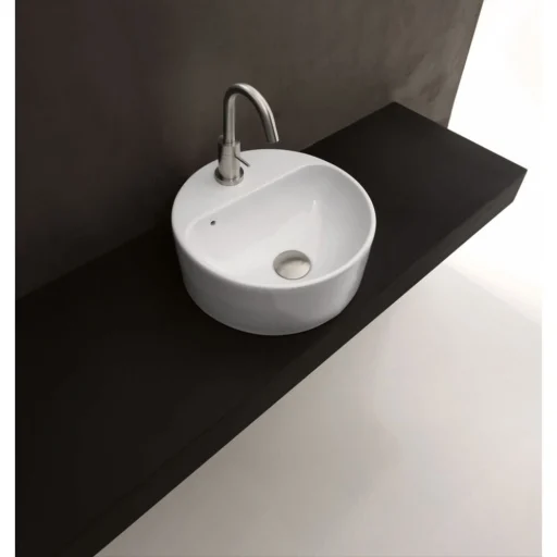 Lavabo Axa Rondo 35 Servant Ø35 cm Hvit m/Armaturhull og overløp