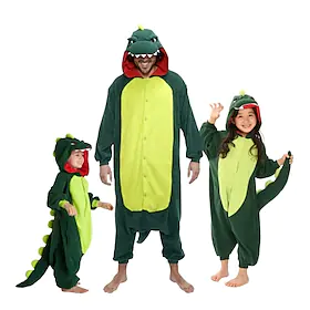 Barne Kigurumi-pysjamas Dinosaur Dyremønster Lapper Onesie-pysjamas Flanell Fleece Cosplay Til Gutter og jenter Jul Pysjamas med dyremotiv Tegnefilm Festival /