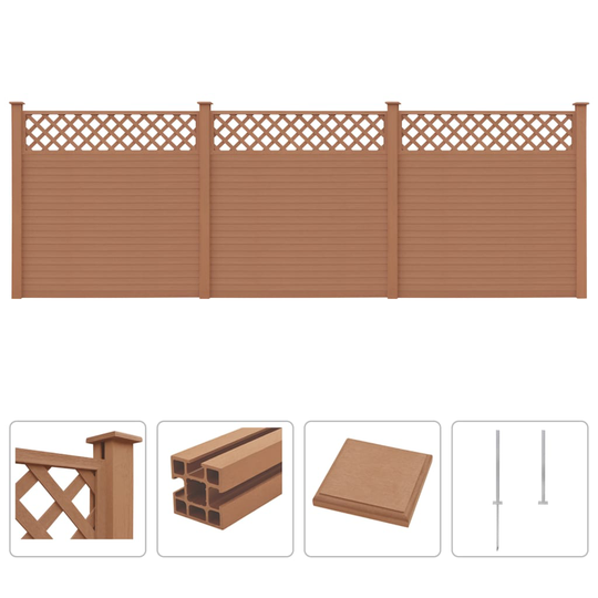 vidaXL havehegn med espalier WPC 531 x 185 cm brun
