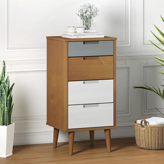 vidaXL kommode 40x35x82 cm massivt fyrretræ brun