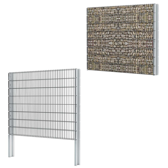 vidaXL 2D gabionhegn galvaniseret stål 2,008x1,63 m 12 m grå