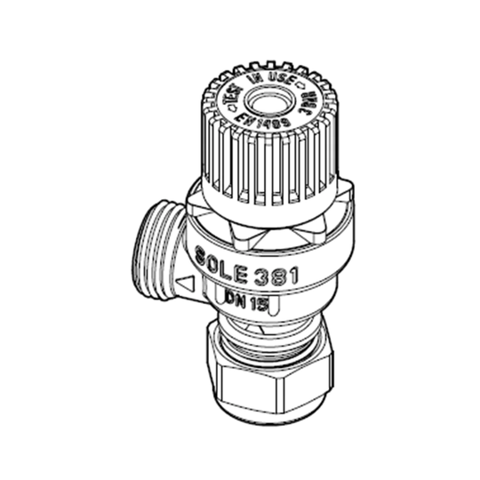 OSO Hotwater Sikkerhetsventil SV2, 3 Bar, Med Avtapping