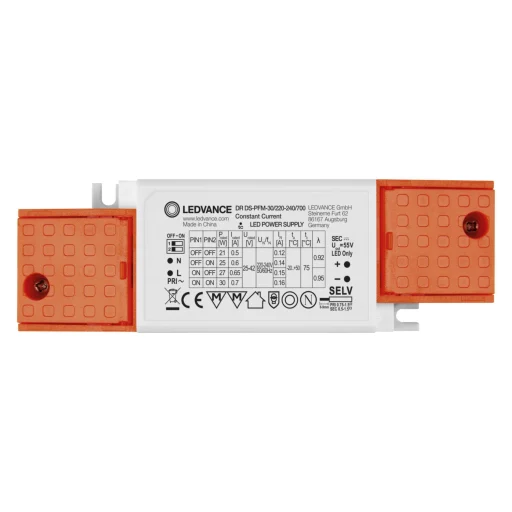 LED-driverytelse DS-PFM 30W, 700/650/600/500 mA, IP20