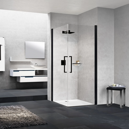 Novellini Young 2.0 2G Slagdør 80-100cm - Pris pr stk Svart Matt / 90cm Klart Glass