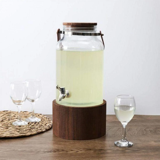 Drikkevareautomat i glas med træbund - 6 L