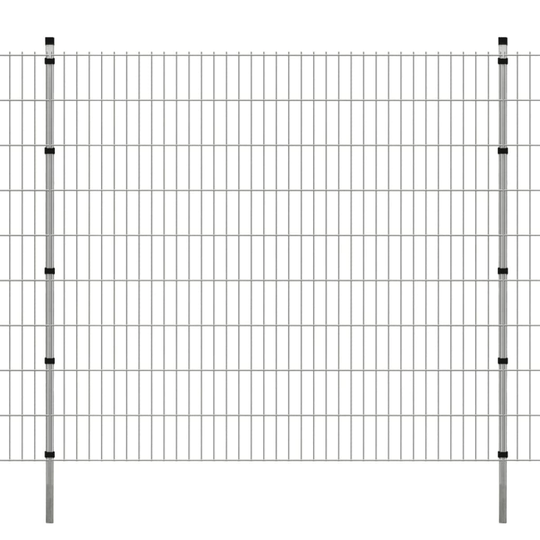 vidaXL 2D Havehegnspaneler & Pæle 2008x1830 mm 6 m Sølv
