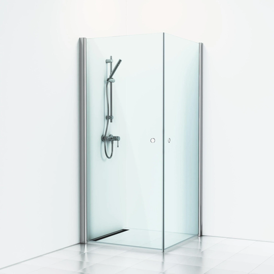 Svedbergs Skoga Dusjhjørne Rett Hullgrep Matt Aluminium / 90x90cm Klart Glass