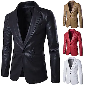 Herre Blazer Lærjakker Sportsjakke Sport Coat Hold Varm Regn-sikker Pustende Bryllup Arbeid Virksomhet Enkelt Brystet Enn-knapp Aftæpning Forretning Elegant Ja