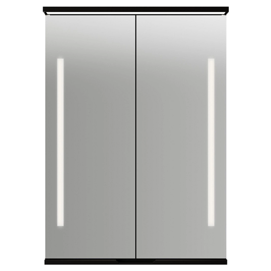 Linn Bad Sogn Speilskap med Integrert Belysning og Stikk Svart Matt / 60cm