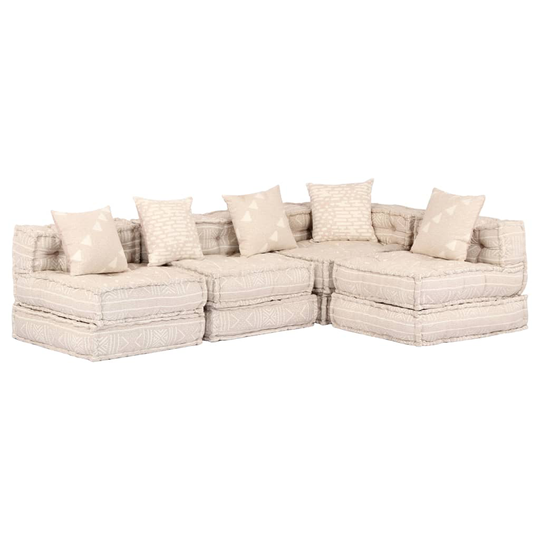 vidaXL 4-personers modulær puf stof beige