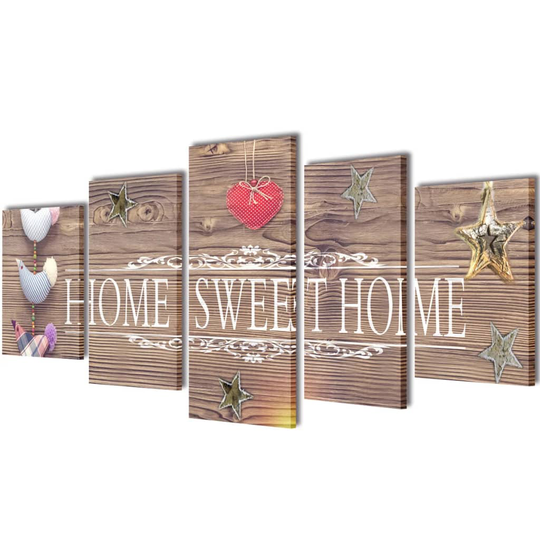vidaXL kanvasbilledsæt home sweet home 100 x 50 cm