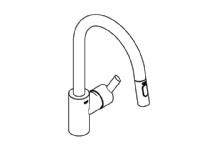 Grohe Feel etgr køk brus dual - Etgrebskøkkenbatteri, C-tud, zero, højt udløb, supersteel