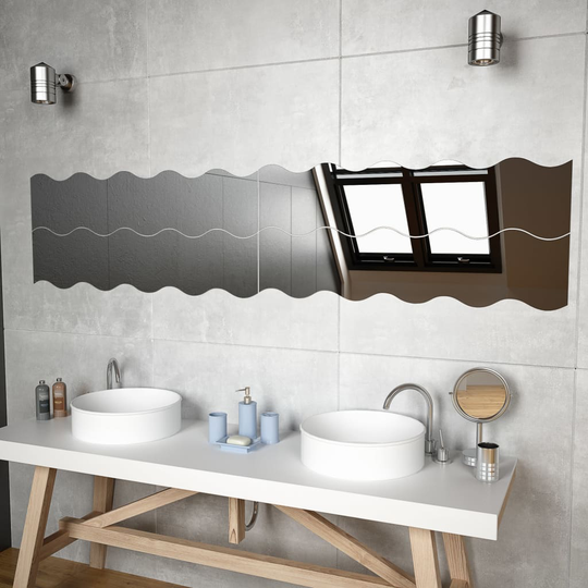 vidaXL vægspejle 4 stk. 110 x 23 cm bølget glas