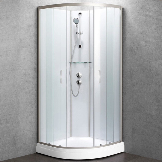 Sanipro Dusjkabinett Nobel - Svarte/hvite Bakvegger 90x90cm / Med FMM Termostat Hvit Glass