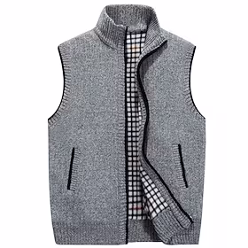 Herre Genser vest Kofte Glidelås genser Genser jakke Fleecegenser Strikke Strikket Helfarge Høy krage Klær Vinter Svart Blå M L XL